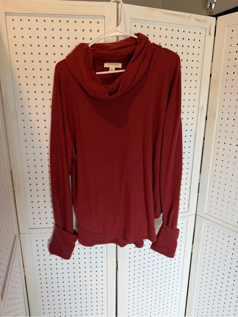 Nordstrom Treasure & Bond Cozy Cowl Neck Long-Sleeve Sweater - Burgundy